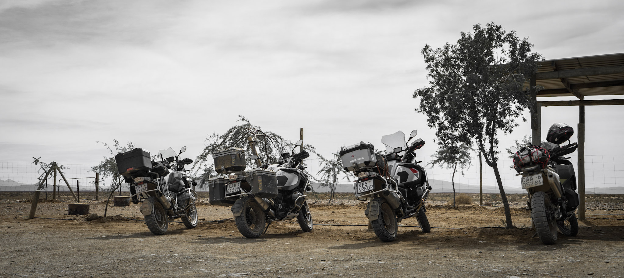 Adventure motorcycles at Tankwa Padstal