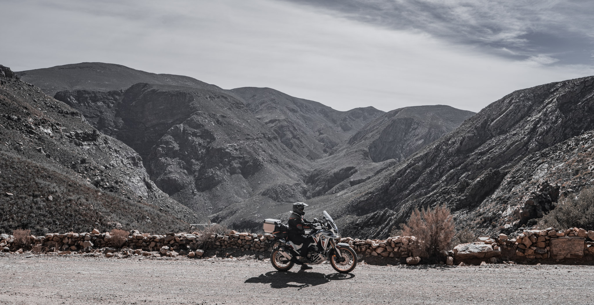 Marius riding up Swartberg Pass