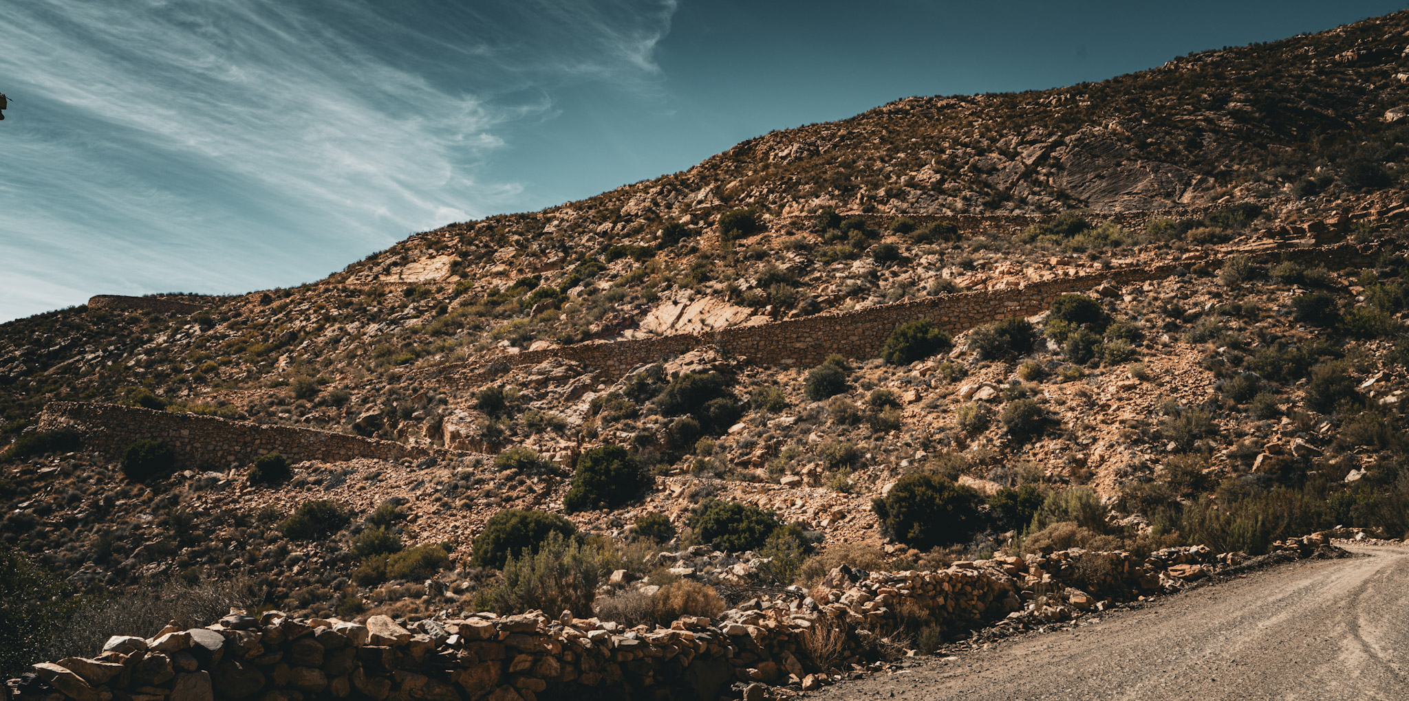 Winding path up Swartberg Pass
