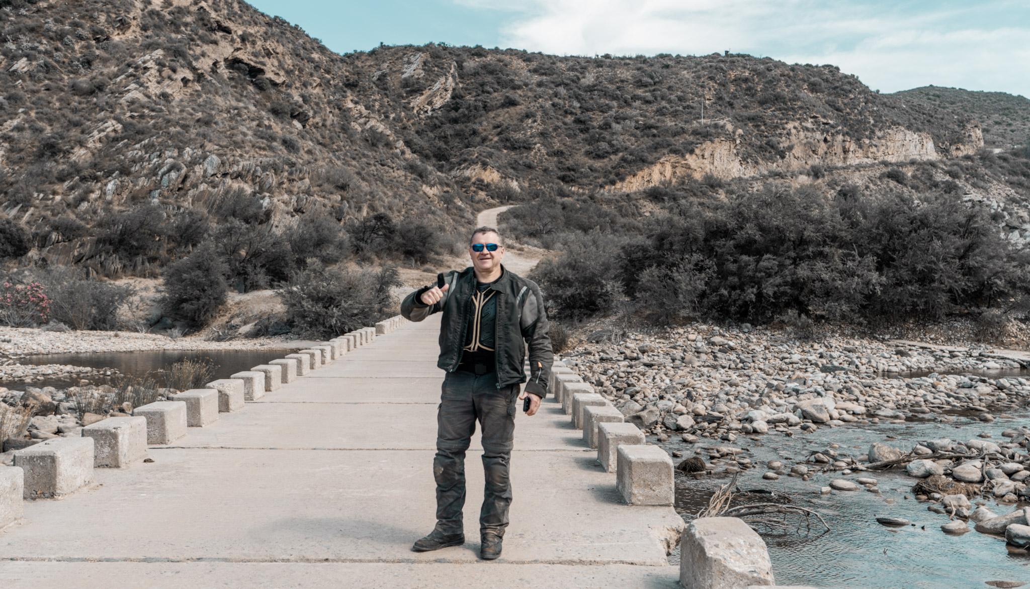 Sarel and thumbs up at Gourits river